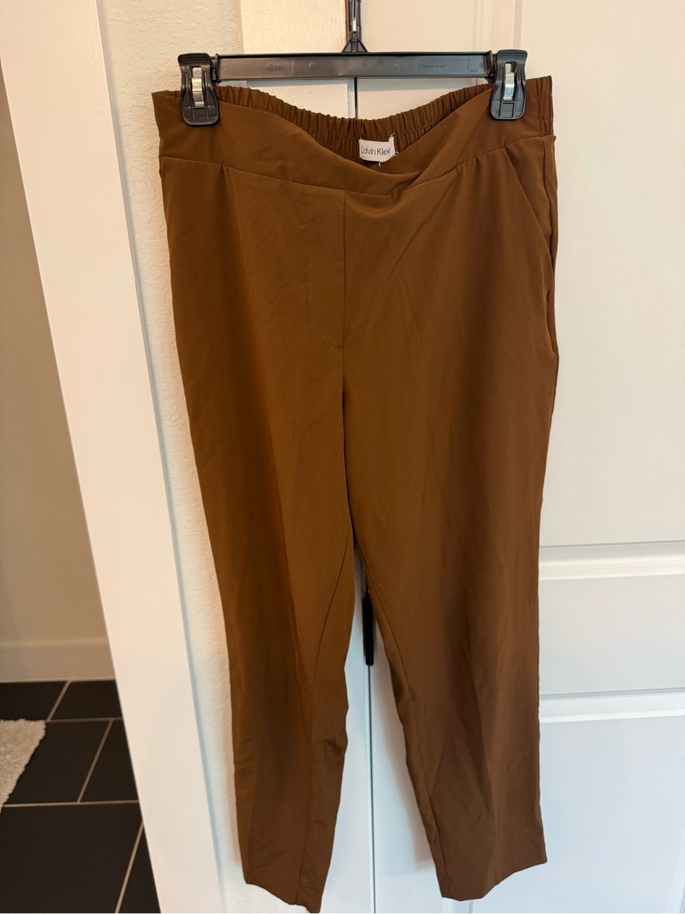 Calvin Klein Brown Elastic-Waist Trousers